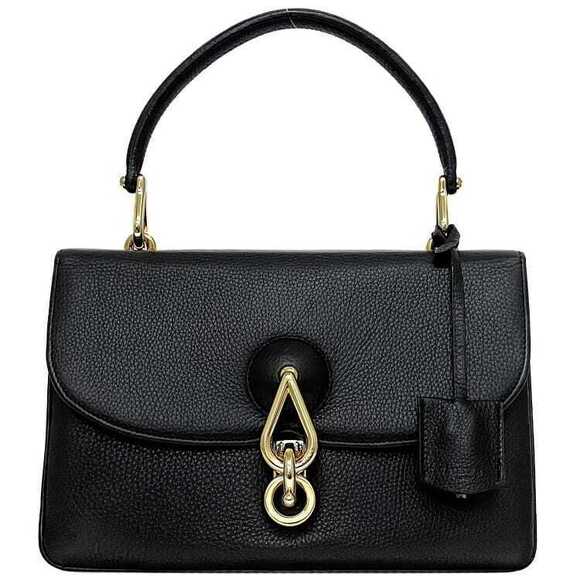 Loewe Handbags - Loewe Top Handle Bag Black Leather Flap Handbag Anagram Retro